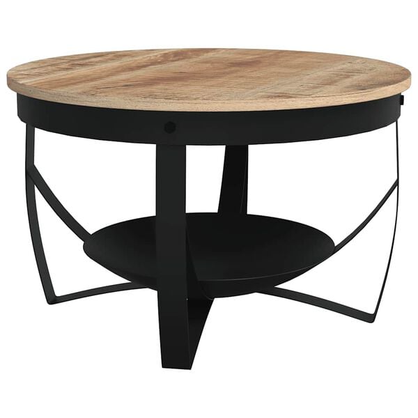 vidaXL Coffee Table Brown, Black Rough mango wood, iron Medium Durable