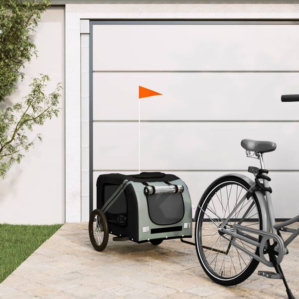 vidaXL Pet Bike Trailer Black and Grey Oxford fabric, Iron, PVC Small