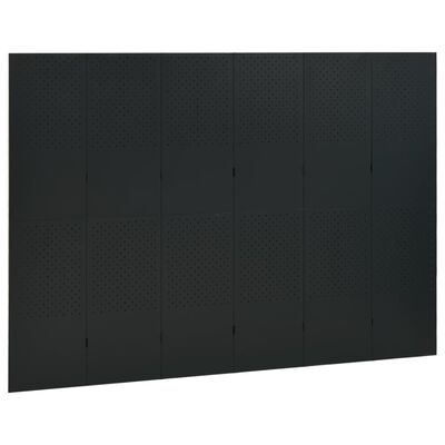 vidaXL 6-Panel Room Divider Black 94.5"x70.9" Steel