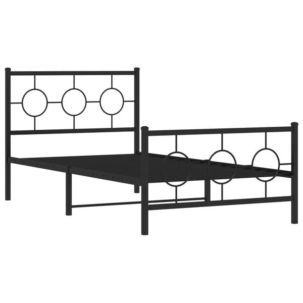 vidaXL Bed Frame Black Metal Bed Frame Rectangular Industrial