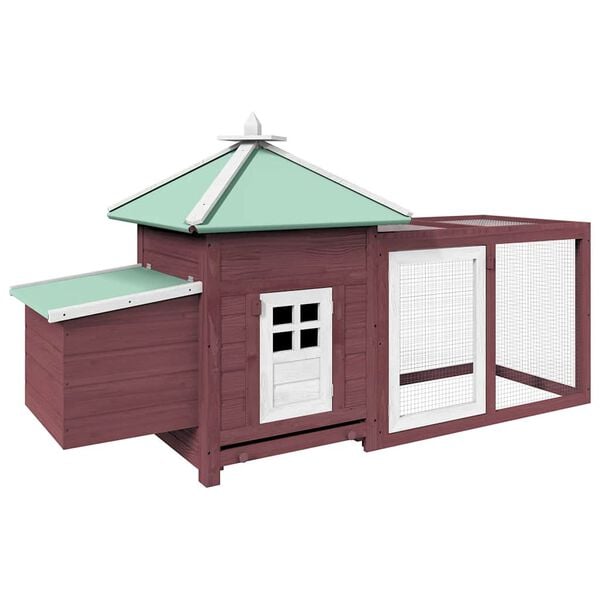 vidaXL Chicken Coop Mocha Solid Firwood, Plywood, Galvanized Steel Large