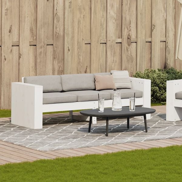 vidaXL Garden Sofa White Solid Pine Wood 3-Seater Durable Garden Sofa