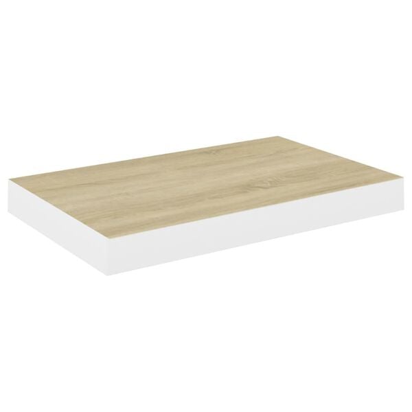 vidaXL Wall Shelf Set of 2 Oak and White Honeycomb MDF and Metal