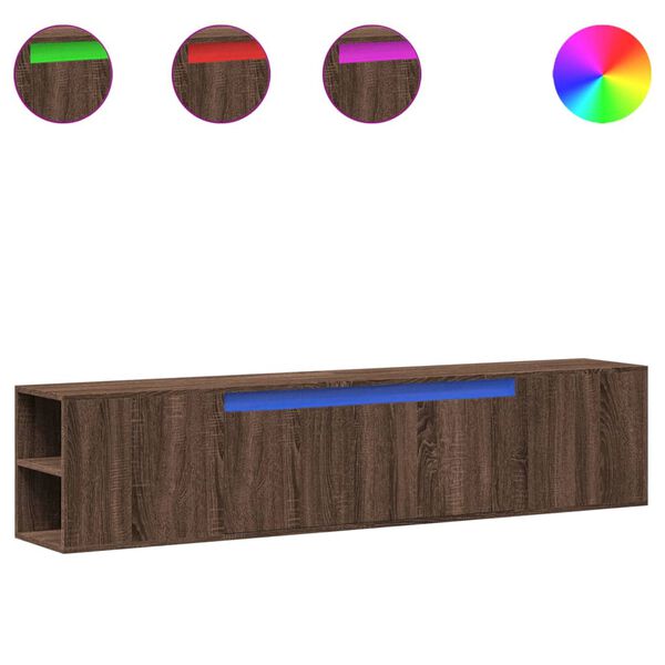 vidaXL TV Wall Cabinet Brown Oak Engineered Wood Large TV Wall Cabinet