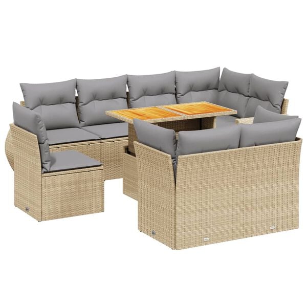 vidaXL Garden Sofa Set Beige, Light Grey
