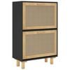 vidaXL Shoe Cabinet Black and Natural Rattan