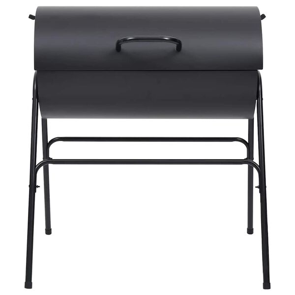 vidaXL Barrel Grill with 2 Cooking Grids Black 31.5"x37.4"x35.4" Steel