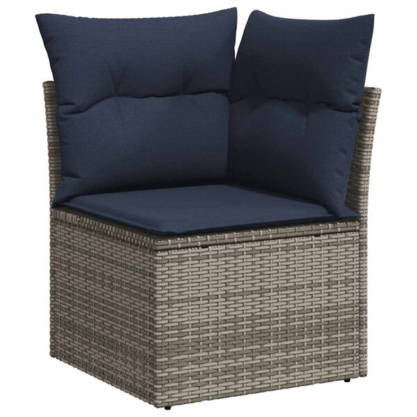 vidaXL 11 Piece Patio Sofa Set with Cushions Gray Poly Rattan