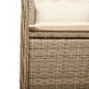 vidaXL Reclining Garden Chair Beige PE Rattan, Powder-Coated Steel Medium