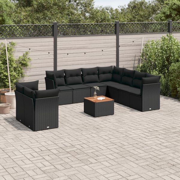 vidaXL Garden Sofa Set Black and Brown