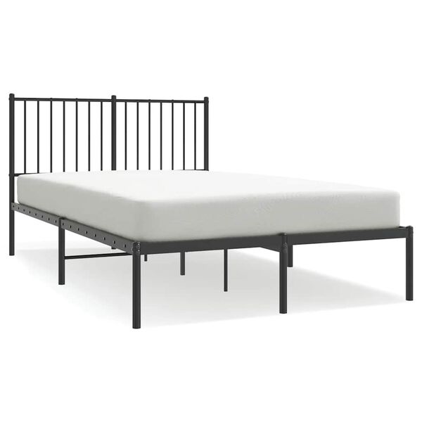 vidaXL Bed Frame Black Steel 47 x 79 in Bed Frame Rectangular