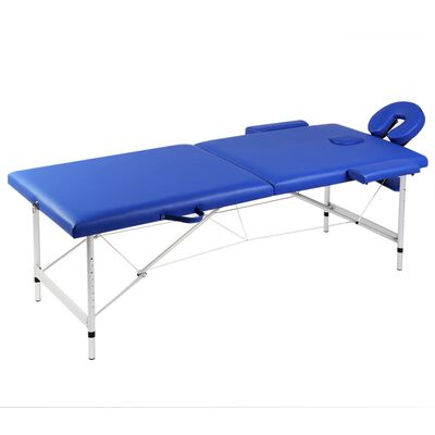 vidaXL Blue Foldable Massage Table 2 Zones with Aluminum Frame