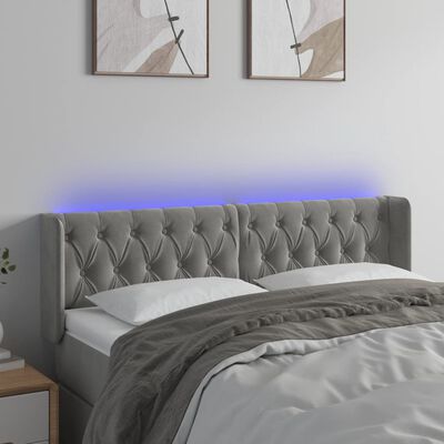 vidaXL LED Headboard Light Gray 57.9"x6.3"x30.7"/34.6" Velvet