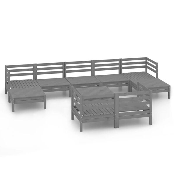 vidaXL Garden Lounge Set Grey Solid Pine Wood Large Modular