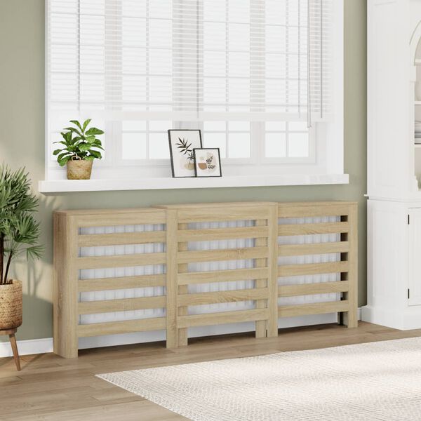 vidaXL Radiator Cover Sonoma Oak 80.7x8.5x32.9" Engineered Wood