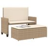 vidaXL Patio Bench with Cushions and Footstool Beige Poly Rattan