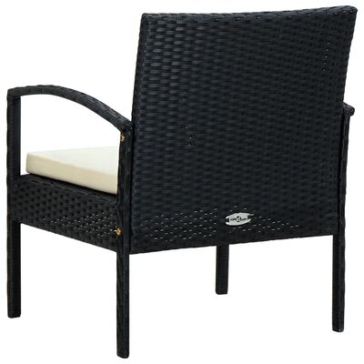 vidaXL Patio Chair with Cushion Poly Rattan Black