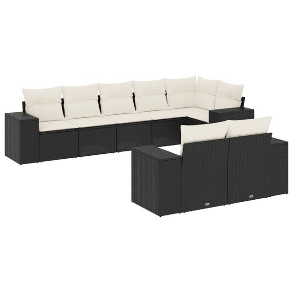 vidaXL Garden Sofa Set Black, Cream White