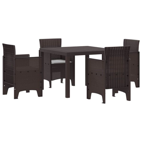 vidaXL Garden Dining Set 5 pcs Brown Polt rattan
