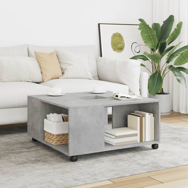 vidaXL Coffee Table Concrete Grey Engineered Wood 31.5 x 31.5 x 15.7 in