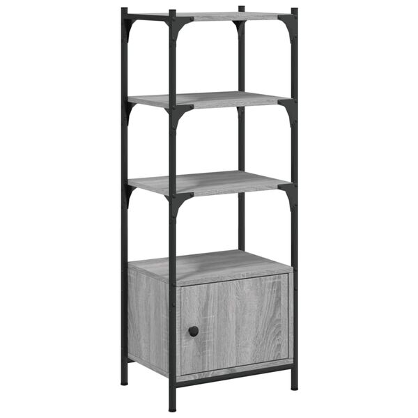 vidaXL Bookcase Grey Sonoma Engineered wood, metal 16.1 x 11.8 x 43.1 in