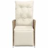 vidaXL Reclining Garden Chair Beige Poly Rattan Single