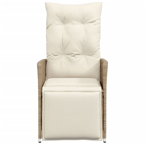 vidaXL Reclining Garden Chair Beige Poly Rattan Single