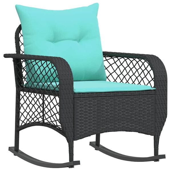 vidaXL Patio Rocking Chair Black, Turquoise