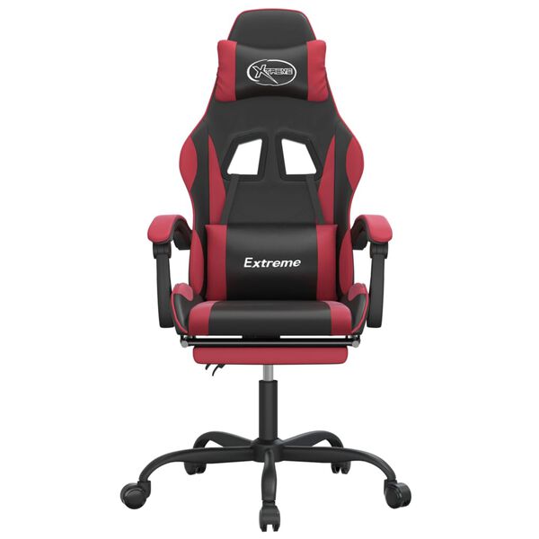 vidaXL Gaming Chair with Footrest Black and Wine Red Faux Leather