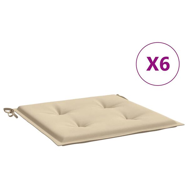 vidaXL Chair Cushion Set of 6 Beige Oxford fabric (100% polyester)