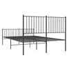 vidaXL Bed Frame Black Powder-Coated Steel 55 x 79 in Bed Frame