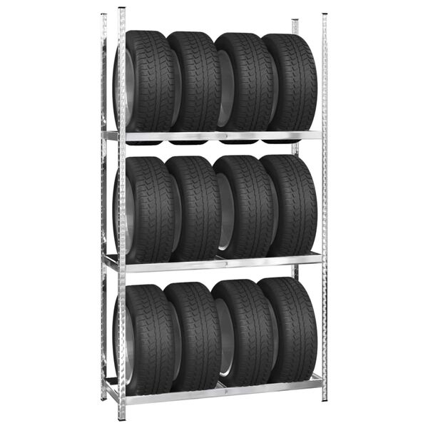 vidaXL 3-Layer Tire Racks 4 pcs Silver 43.3"x15.7"x78.7" Steel