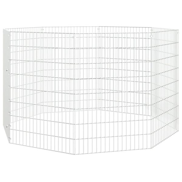 vidaXL Animal Enclosure Silver Galvanized Iron 8 Panels Adjustable