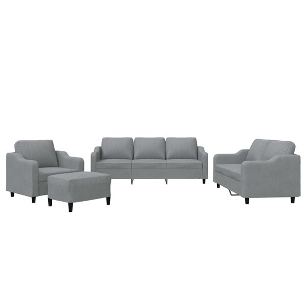 vidaXL Sofa Set Light Grey Polyester, Metal, Textilene, Plywood Large