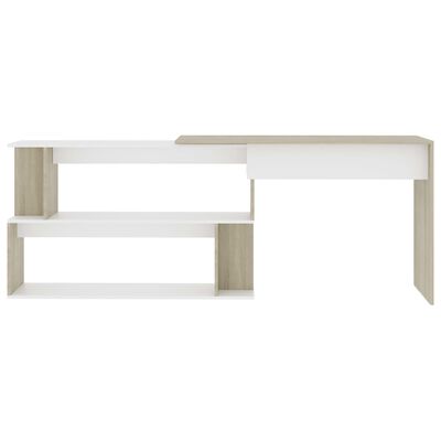 vidaXL Corner Desk White and Sonoma Oak 78.7"x19.7"x29.9" Chipboard