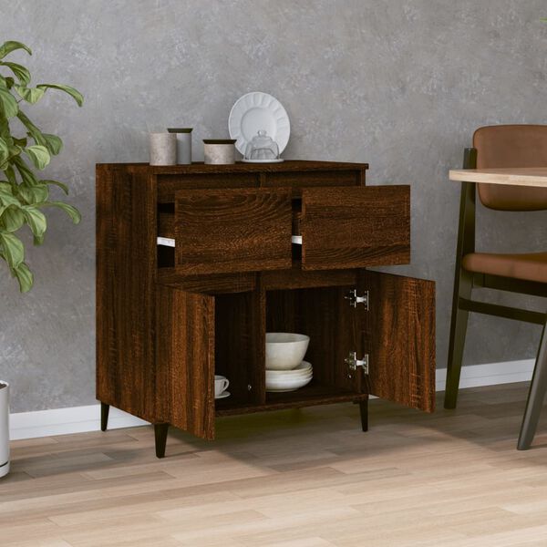 vidaXL Sideboard Brown oak Engineered wood, metal Medium Sideboard