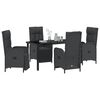 vidaXL Garden Dining Set with Cushion 5 pcs Black Poly Rattan