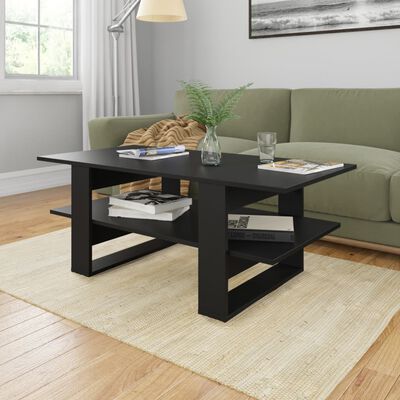 vidaXL Coffee Table Black 43.3"x21.7"x16.5" Engineered Wood