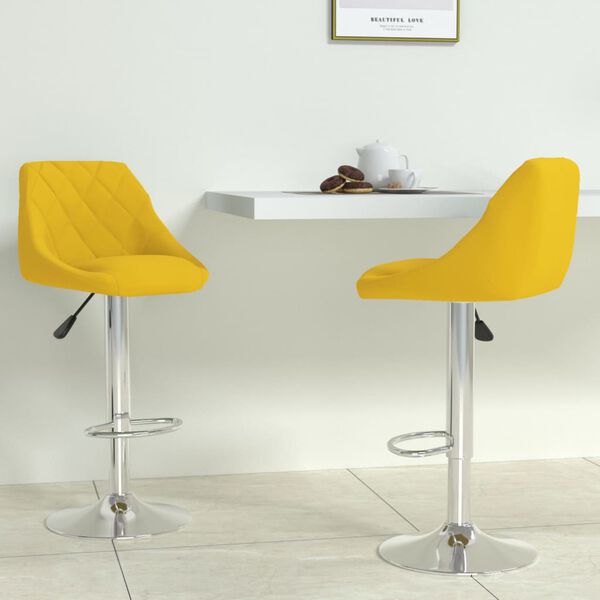 vidaXL Bar Stool Set of 2 Mustard yellow