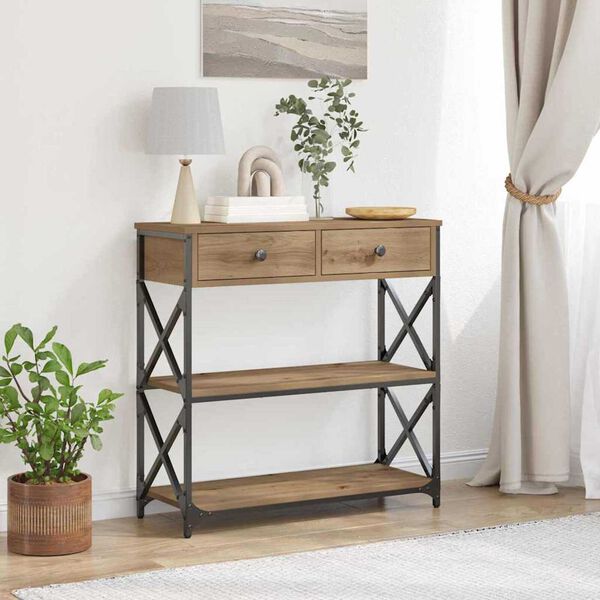 vidaXL Console Table with Drawer artisan oak 75 x 28 x 75 cm