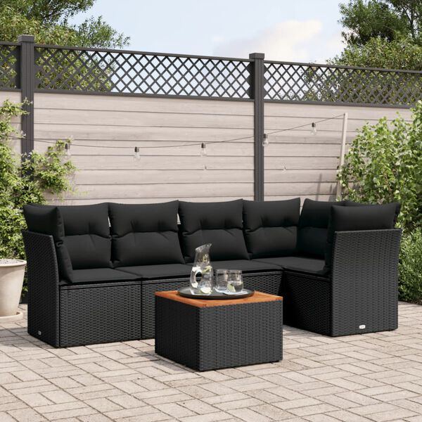 vidaXL Garden Sofa Set Black and brown