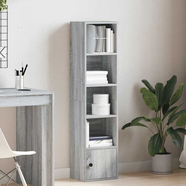 vidaXL Bookcase Grey Sonoma Engineered Wood Medium Bookcase