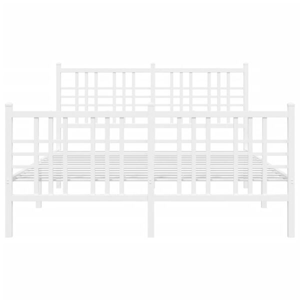 vidaXL Bed Frame White Steel Double Bed Bed Frame Rectangular