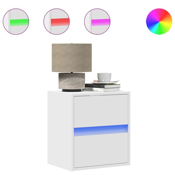 vidaXL Wall-mounted Bedside Cabinet White Engineered Wood Compact