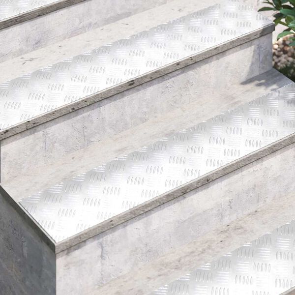 vidaXL Stair Tread Rectangular 2 pcs Silver 39.37 x 7.87 in Aluminium