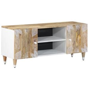 vidaXL TV Cabinet Natural Mango Wood and White