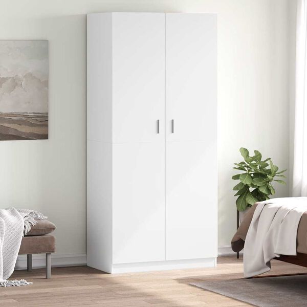 vidaXL Wardrobe White Engineered wood Compact Wardrobe Rectangular
