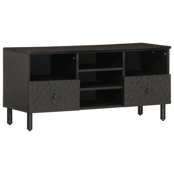 vidaXL TV Cabinet Black Solid mango wood, engineered wood, iron