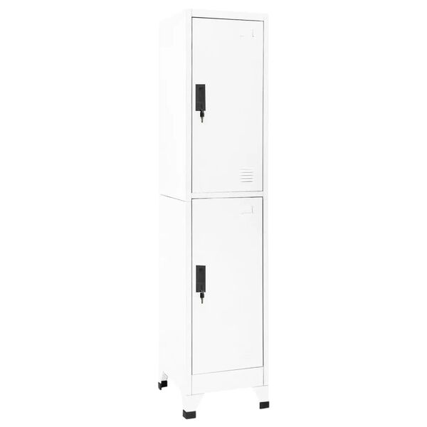 vidaXL Locker Cabinet White Steel Medium Locker Cabinet Rectangular