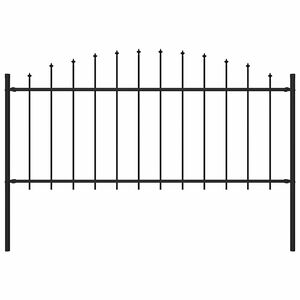 vidaXL Garden Fence with Spear Top Steel 71.3"x29.5" Black